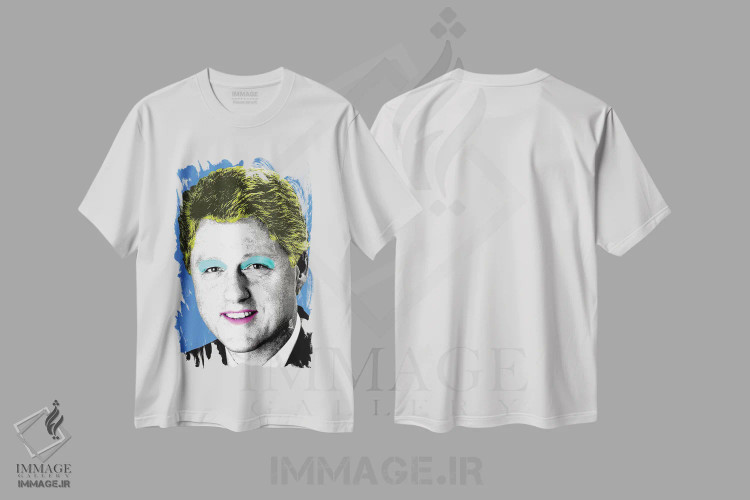 تیشرت سفید طرح دار مرلین کلینتون، هنر فاخر معاصر اثر گری هاگبن | immage.ir