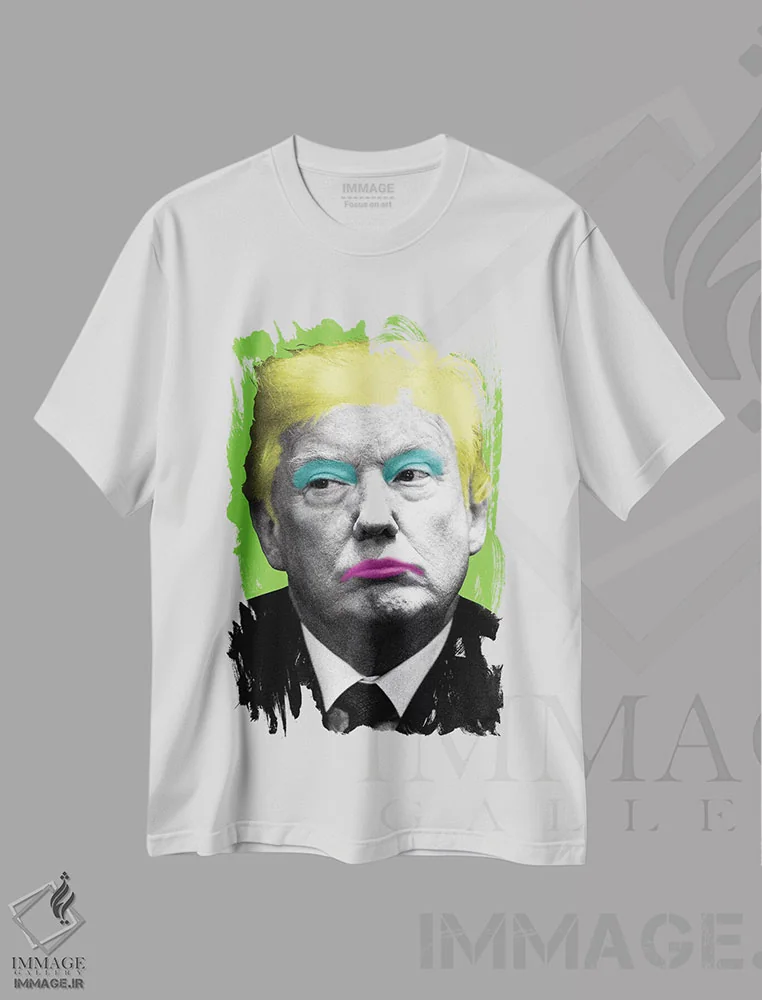تیشرت سفید طرح دار مرلین ترامپ، هنر فاخر معاصر اثر گری هاگبن | فروشگاه ایماژ