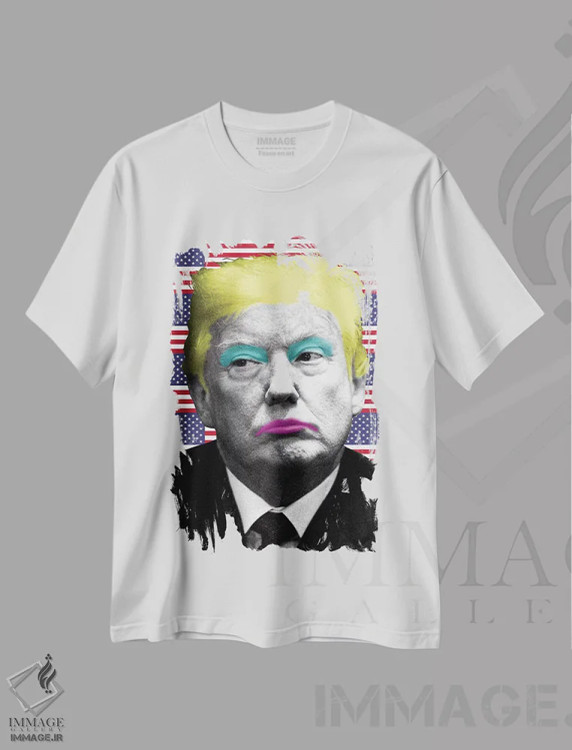 تیشرت سفید طرح دار مرلین ترامپ، هنر فاخر معاصر اثر گری هاگبن | immage.ir