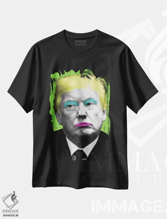 تیشرت مشکی طرح دار مرلین ترامپ، هنر فاخر معاصر اثر گری هاگبن | immage.ir