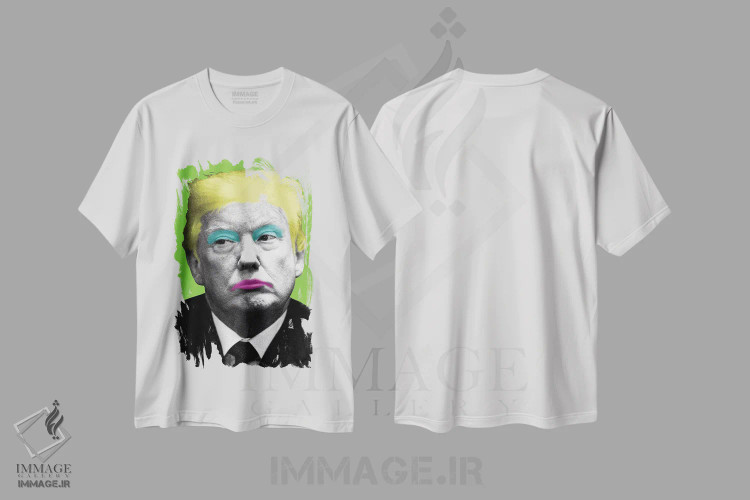 تیشرت سفید طرح دار مرلین ترامپ، هنر فاخر معاصر اثر گری هاگبن | فروشگاه ایماژ