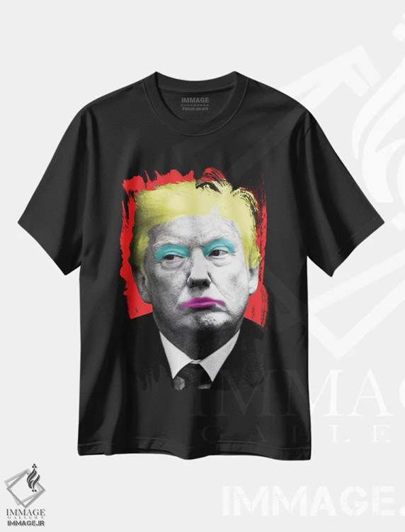 تیشرت مشکی طرح دار مرلین ترامپ، هنر فاخر معاصر اثر گری هاگبن | immage.ir