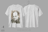 تیشرت سفید طرح دار چرچیل، هنر فاخر معاصر اثر گری هاگبن | immage.ir