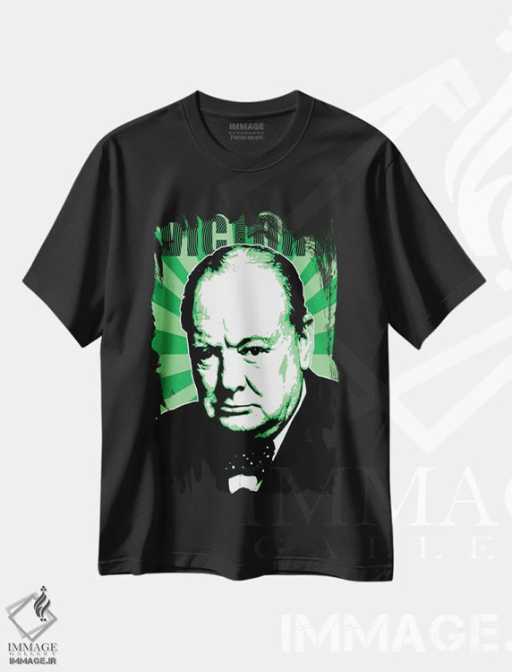 تیشرت مشکی طرح دار پیروزی چرچیل، هنر فاخر معاصر اثر گری هاگبن | immage.ir