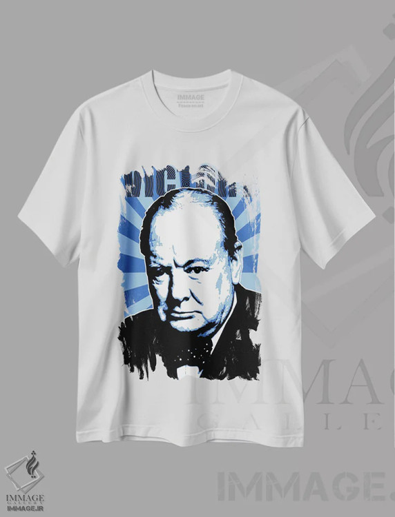تیشرت سفید طرح دار پیروزی چرچیل، هنر فاخر معاصر اثر گری هاگبن | immage.ir