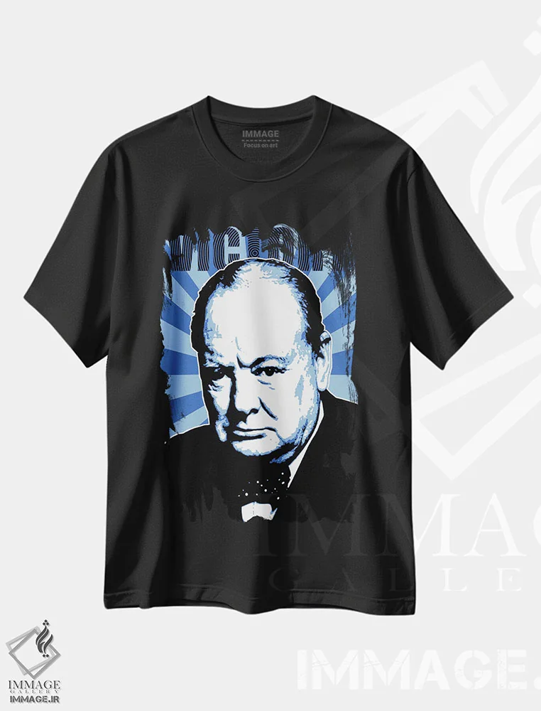 تیشرت مشکی طرح دار پیروزی چرچیل، هنر فاخر معاصر اثر گری هاگبن | فروشگاه ایماژ