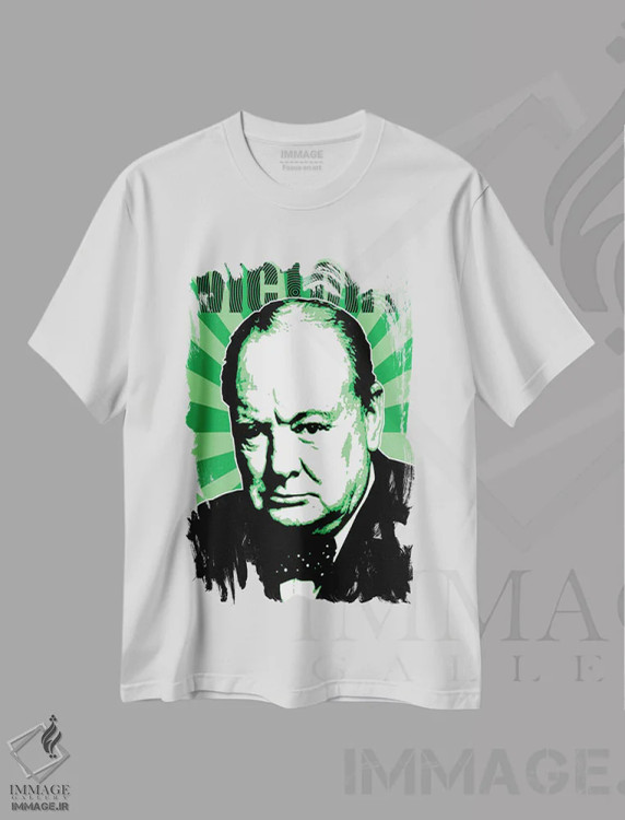 تیشرت سفید طرح دار پیروزی چرچیل، هنر فاخر معاصر اثر گری هاگبن | فروشگاه ایماژ