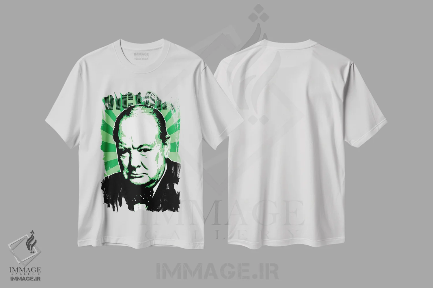 تیشرت سفید طرح دار پیروزی چرچیل، هنر فاخر معاصر اثر گری هاگبن | فروشگاه ایماژ