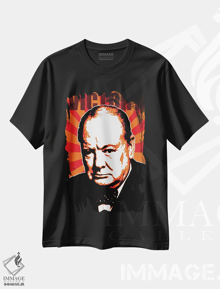 تیشرت مشکی طرح دار پیروزی چرچیل، هنر فاخر معاصر اثر گری هاگبن | immage.ir