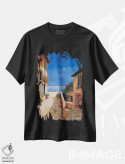 تیشرت مشکی طرح دار ویلا کنار دریا، تزئینی اثر گیل آرشامبو | فروشگاه ایماژ