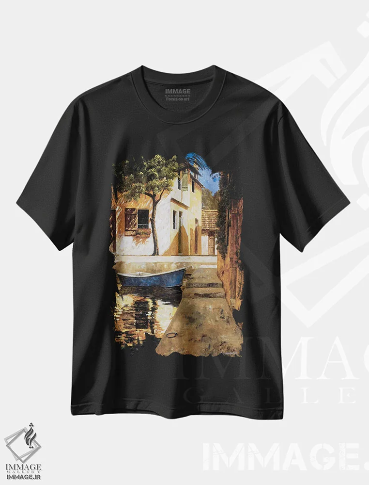 تیشرت مشکی طرح دار لمسی از آبی، تزئینی اثر گیل آرشامبو | immage.ir