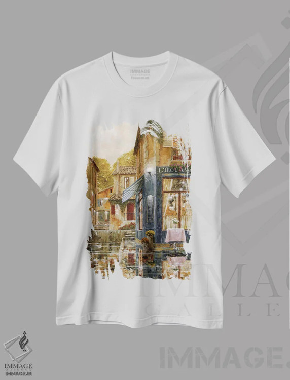 تیشرت سفید طرح دار دلتنگ تو هستم، تزئینی اثر گیل آرشامبو | فروشگاه ایماژ