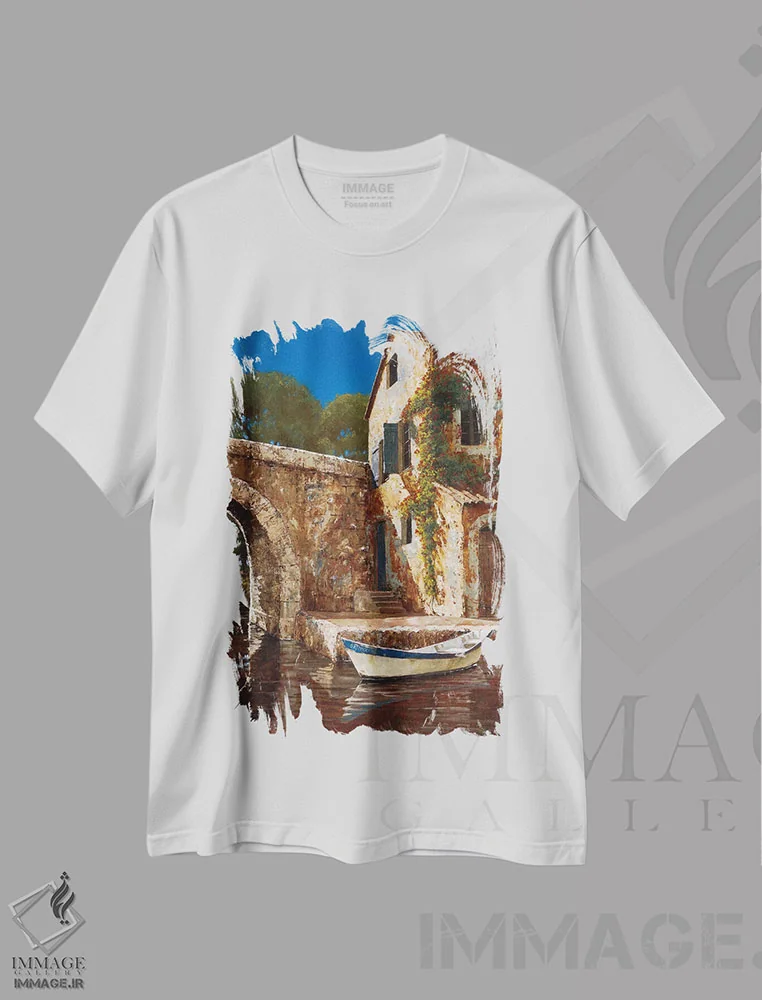 تیشرت سفید طرح دار رزهای بالا رونده، تزئینی اثر گیل آرشامبو | immage.ir