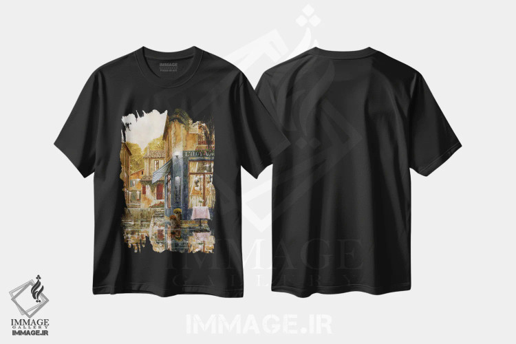 تیشرت مشکی طرح دار دلتنگ تو هستم، تزئینی اثر گیل آرشامبو | immage.ir
