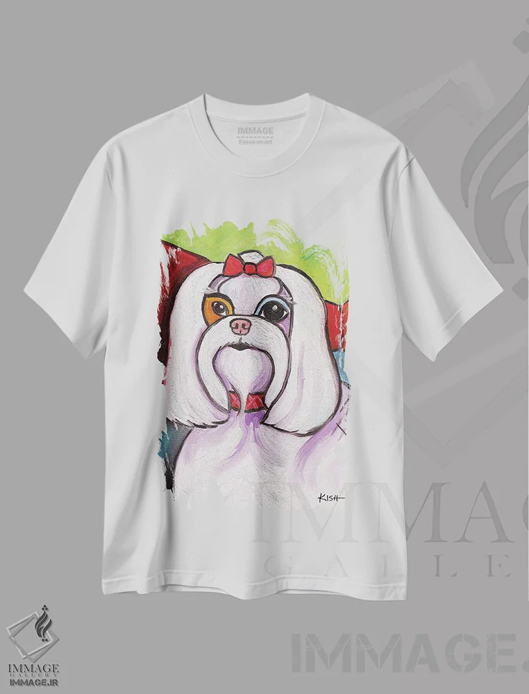 تیشرت سفید طرح دار مالتیز پیکاسو، هنر فاخر معاصر اثر گرچن کیش سرانو | فروشگاه ایماژ
