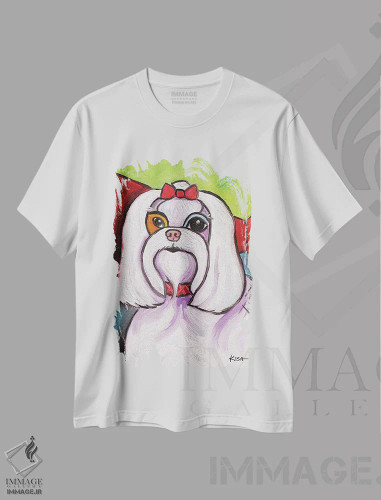 تیشرت سفید طرح دار مالتیز پیکاسو، هنر فاخر معاصر اثر گرچن کیش سرانو | فروشگاه ایماژ