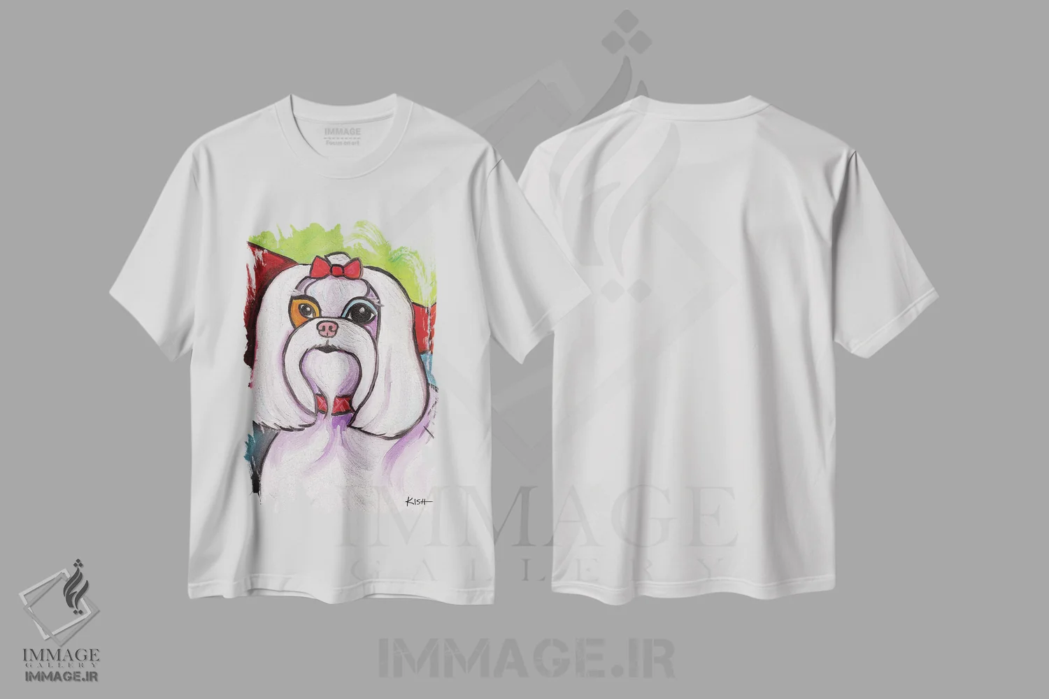 تیشرت سفید طرح دار مالتیز پیکاسو، هنر فاخر معاصر اثر گرچن کیش سرانو | فروشگاه ایماژ