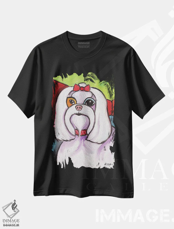 تیشرت مشکی طرح دار مالتیز پیکاسو، هنر فاخر معاصر اثر گرچن کیش سرانو | immage.ir