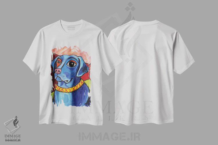 تیشرت سفید طرح دار لبرادور مشکی پیکاسو، هنر فاخر معاصر اثر گرچن کیش سرانو | immage.ir
