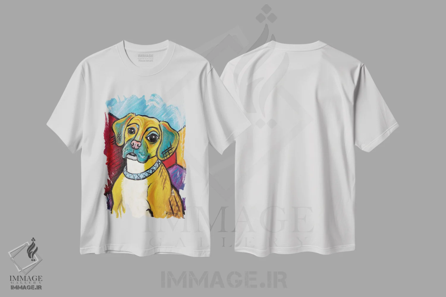 تیشرت سفید طرح دار پاگل پیکاسو، هنر فاخر معاصر اثر گرچن کیش سرانو | فروشگاه ایماژ