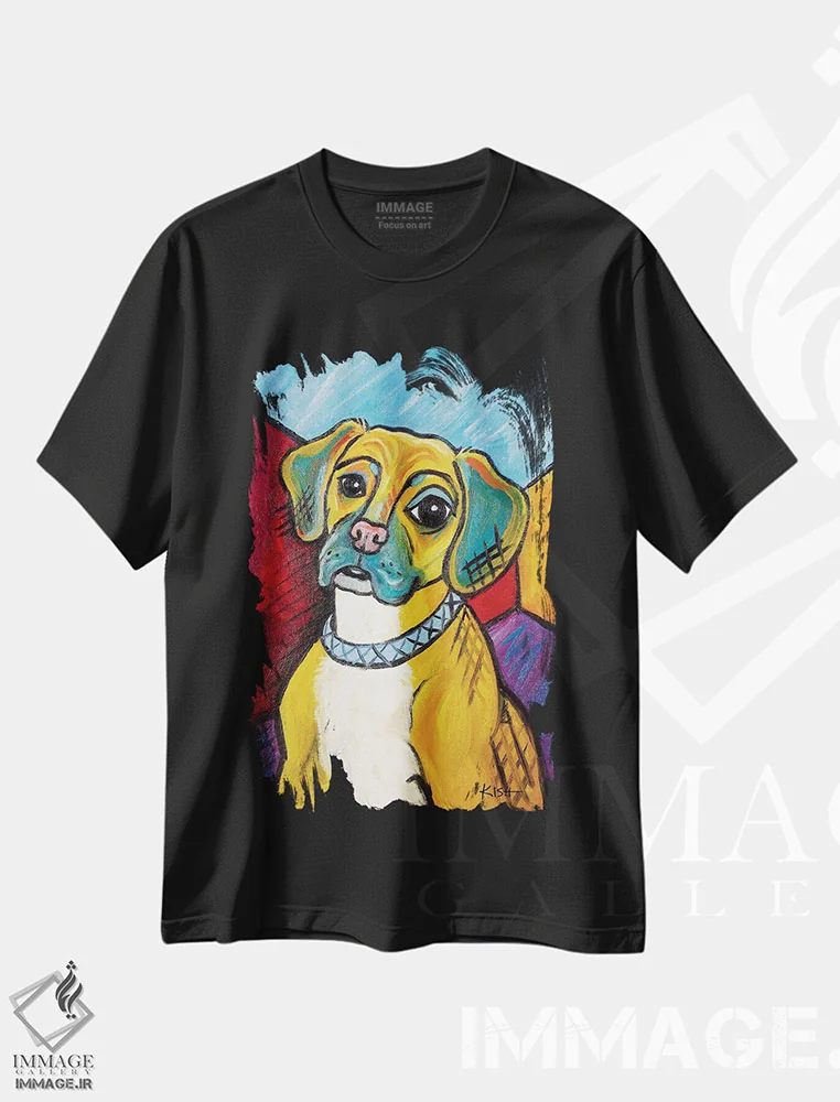 تیشرت مشکی طرح دار پاگل پیکاسو، هنر فاخر معاصر اثر گرچن کیش سرانو | immage.ir