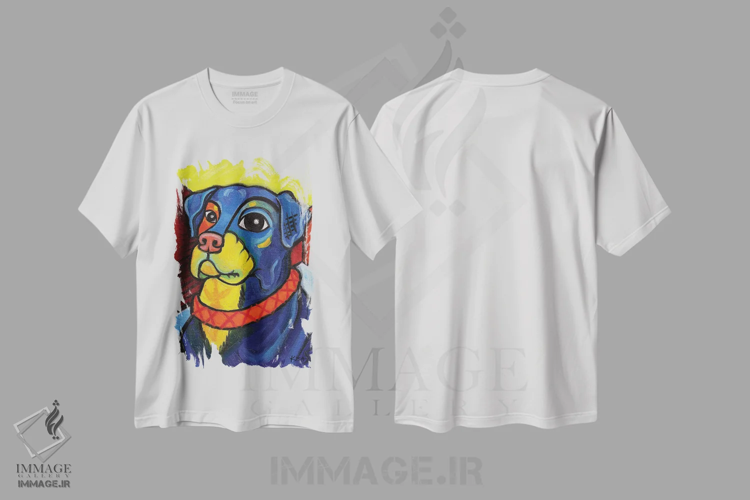 تیشرت سفید طرح دار روتوایلر پیکاسو، هنر فاخر معاصر اثر گرچن کیش سرانو | immage.ir