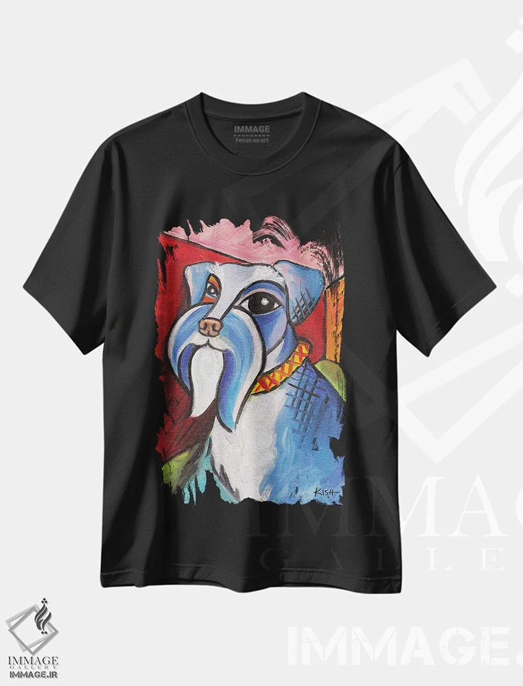 تیشرت مشکی طرح دار شنوزر پیکاسو، هنر فاخر معاصر اثر گرچن کیش سرانو | immage.ir