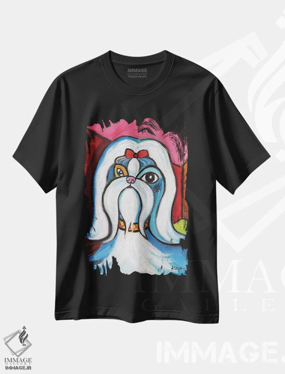 تیشرت مشکی طرح دار شیه تزو پیکاسو، هنر فاخر معاصر اثر گرچن کیش سرانو | immage.ir