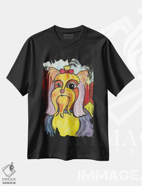 تیشرت مشکی طرح دار یورکی پیکاسو، هنر فاخر معاصر اثر گرچن کیش سرانو | فروشگاه ایماژ
