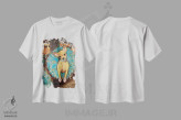 تیشرت سفید طرح دار چی واوا رقاص، هنر فاخر معاصر اثر گرچن کیش سرانو | فروشگاه ایماژ