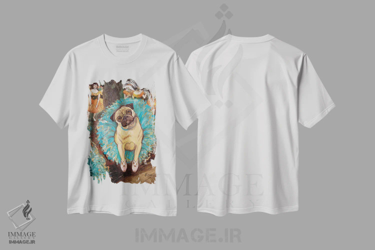 تیشرت سفید طرح دار پاگ رقاص، هنر فاخر معاصر اثر گرچن کیش سرانو | immage.ir
