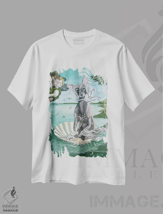 تیشرت سفید طرح دار تولد چاینیز کرستد، هنر فاخر معاصر اثر گرچن کیش سرانو | فروشگاه ایماژ