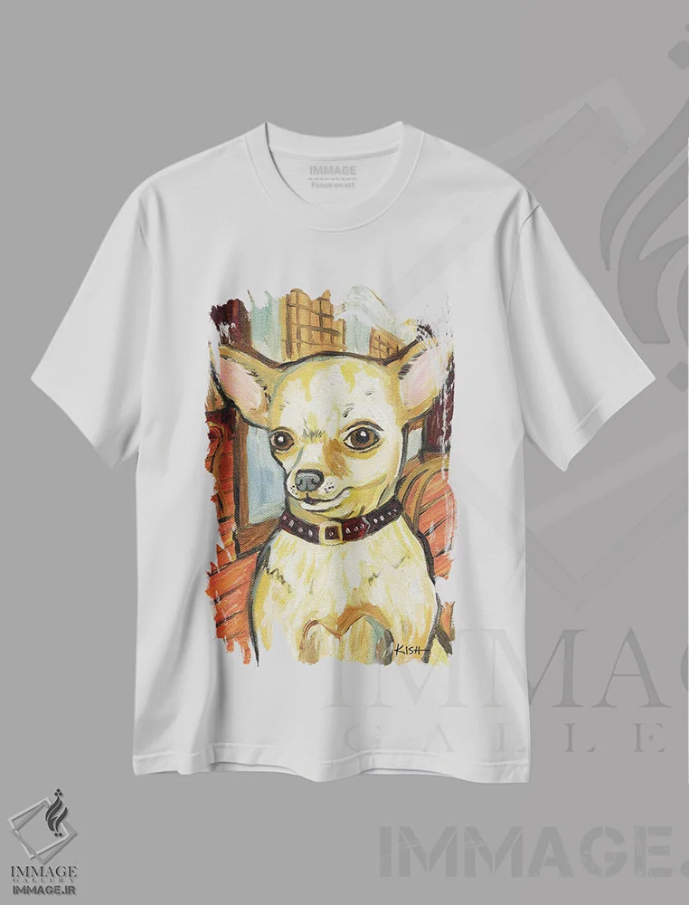 تیشرت سفید طرح دار چی واوا در کافه، هنر فاخر معاصر اثر گرچن کیش سرانو | immage.ir