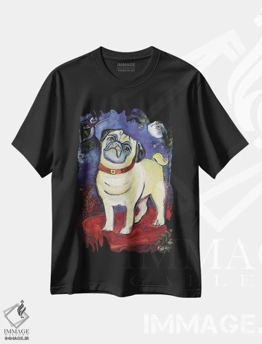 تیشرت مشکی طرح دار خواب پاگ، هنر فاخر معاصر اثر گرچن کیش سرانو | فروشگاه ایماژ