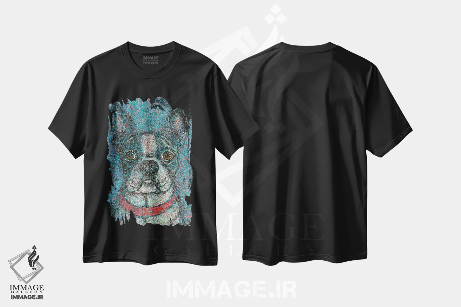 تیشرت مشکی طرح دار بوستون تریر قطره ای، هنر فاخر معاصر اثر گرچن کیش سرانو | immage.ir