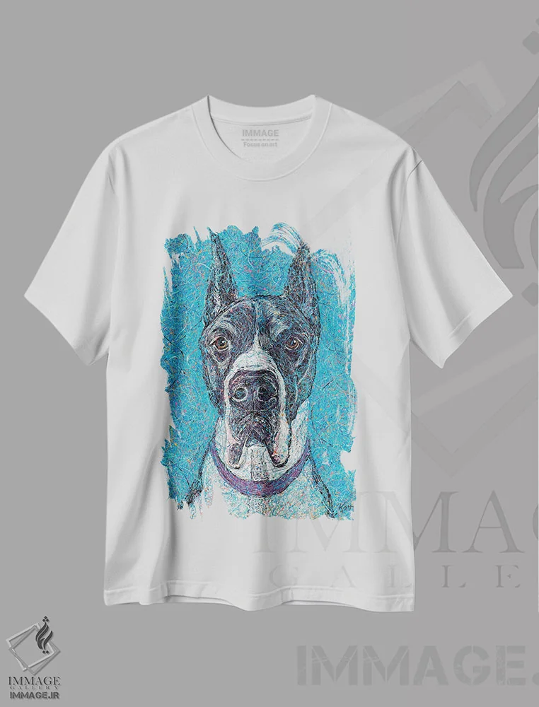 تیشرت سفید طرح دار گریت دین قطره ای، هنر فاخر معاصر اثر گرچن کیش سرانو | فروشگاه ایماژ