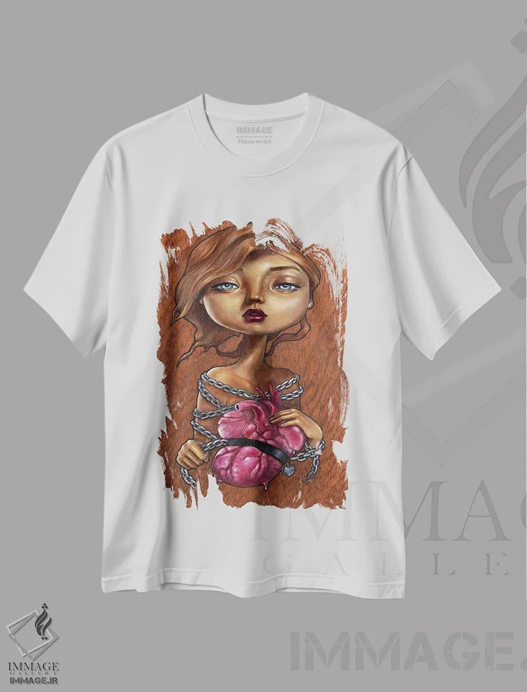 تیشرت سفید طرح دار گیر افتاده، دکوراسیون جایگزین اثر گوک جن یوک سک | فروشگاه ایماژ
