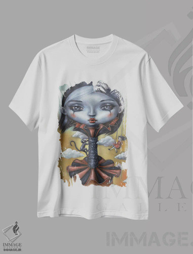 تیشرت سفید طرح دار همراهی کردن، دکوراسیون جایگزین اثر گوک جن یوک سک | فروشگاه ایماژ