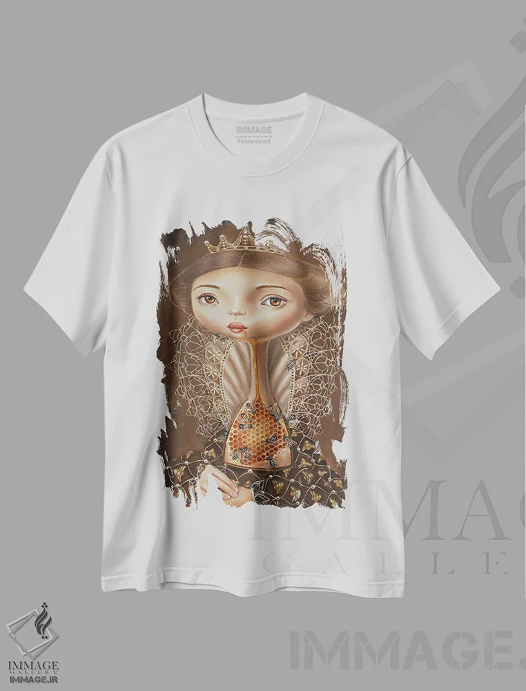 تیشرت سفید طرح دار ملکه زنبور، دکوراسیون جایگزین اثر گوک جن یوک سک | immage.ir