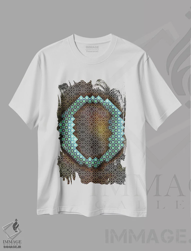 تیشرت سفید طرح دار O، تزئینی اثر فایو بای فایو کالکتیو | فروشگاه ایماژ
