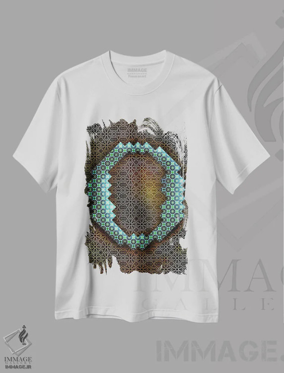 تیشرت سفید طرح دار O، تزئینی اثر فایو بای فایو کالکتیو | فروشگاه ایماژ
