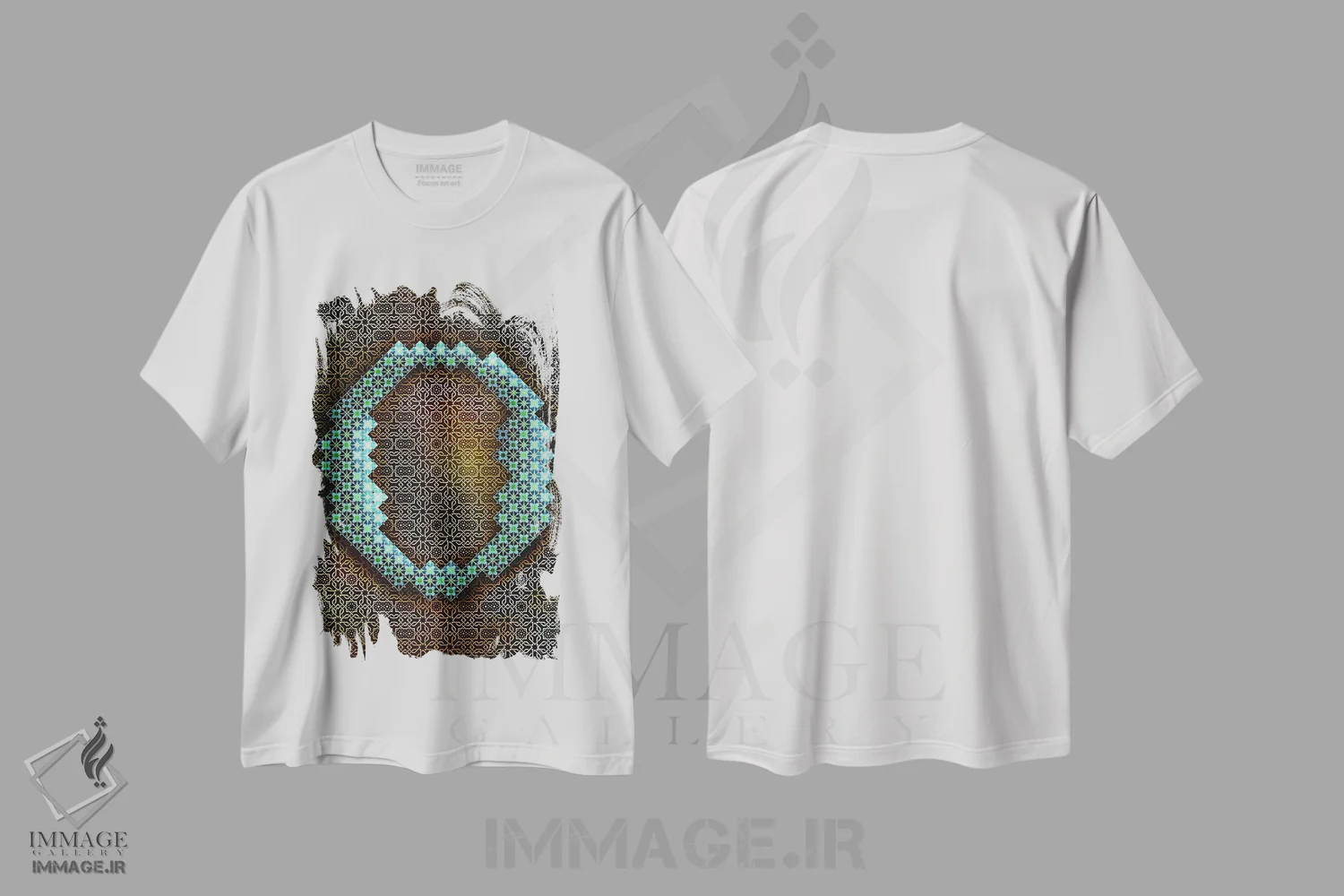 تیشرت سفید طرح دار O، تزئینی اثر فایو بای فایو کالکتیو | فروشگاه ایماژ