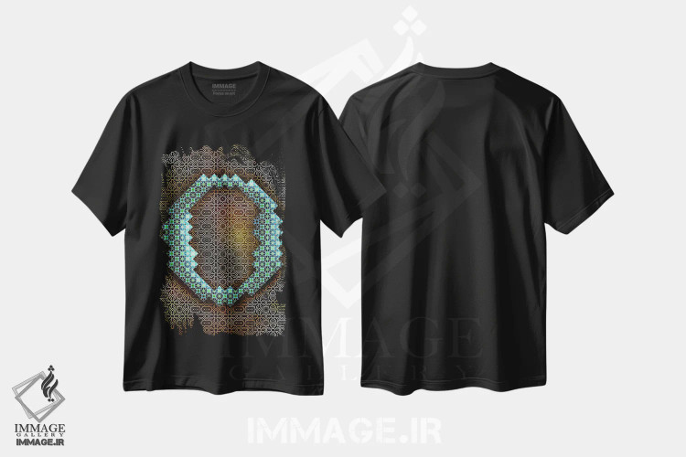 تیشرت مشکی طرح دار O، تزئینی اثر فایو بای فایو کالکتیو | immage.ir
