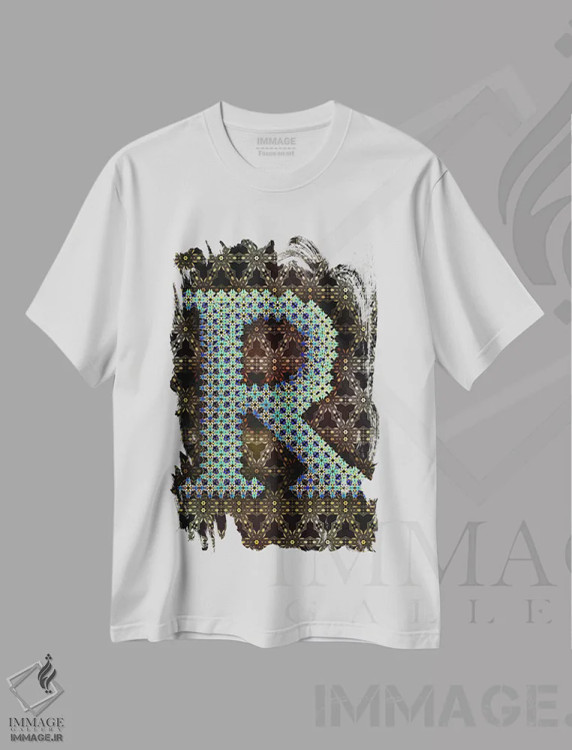 تیشرت سفید طرح دار R، تزئینی اثر فایو بای فایو کالکتیو | immage.ir