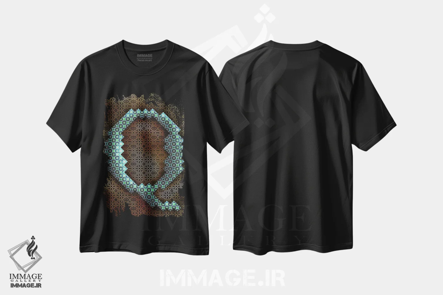تیشرت مشکی طرح دار Q، تزئینی اثر فایو بای فایو کالکتیو | immage.ir