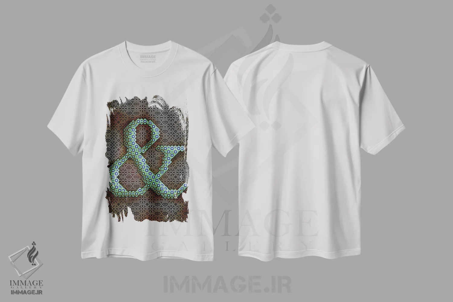 تیشرت سفید طرح دار علامت &، تزئینی اثر فایو بای فایو کالکتیو | فروشگاه ایماژ