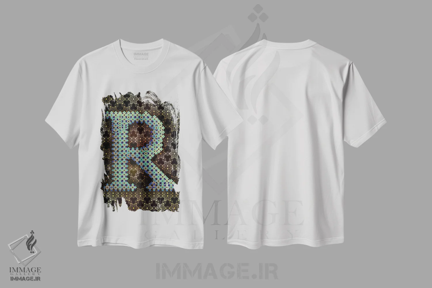 تیشرت سفید طرح دار R، تزئینی اثر فایو بای فایو کالکتیو | immage.ir