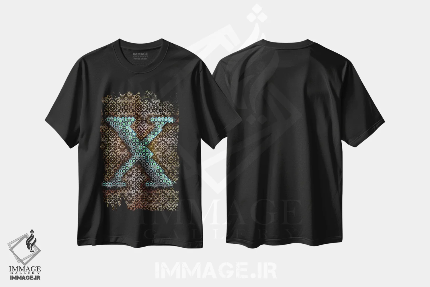 تیشرت مشکی طرح دار X، تزئینی اثر فایو بای فایو کالکتیو | immage.ir