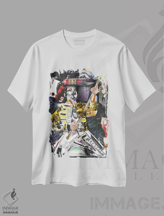 تیشرت سفید طرح دار فردی ۱، هنر فاخر معاصر اثر گلیل | فروشگاه ایماژ
