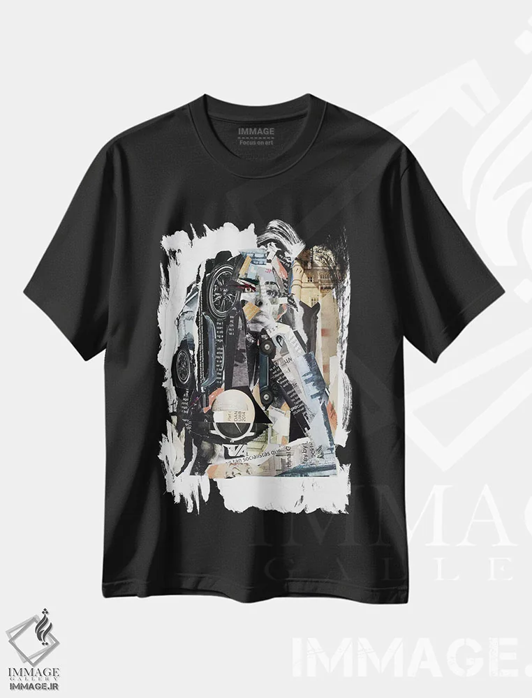 تیشرت مشکی طرح دار امی ۲، هنر فاخر معاصر اثر گلیل | فروشگاه ایماژ